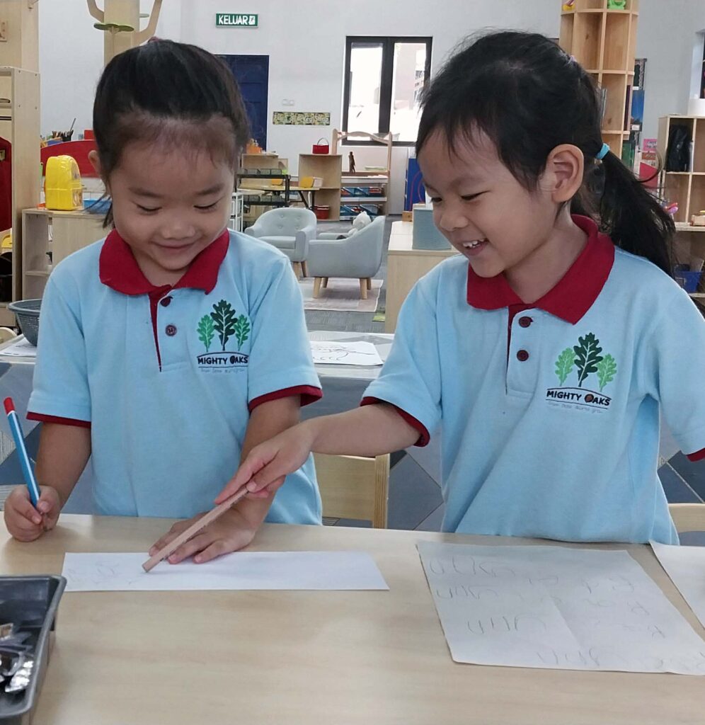 Children actively engage in conversations, sharing ideas, expressing thoughts, and learning through meaningful interactions.