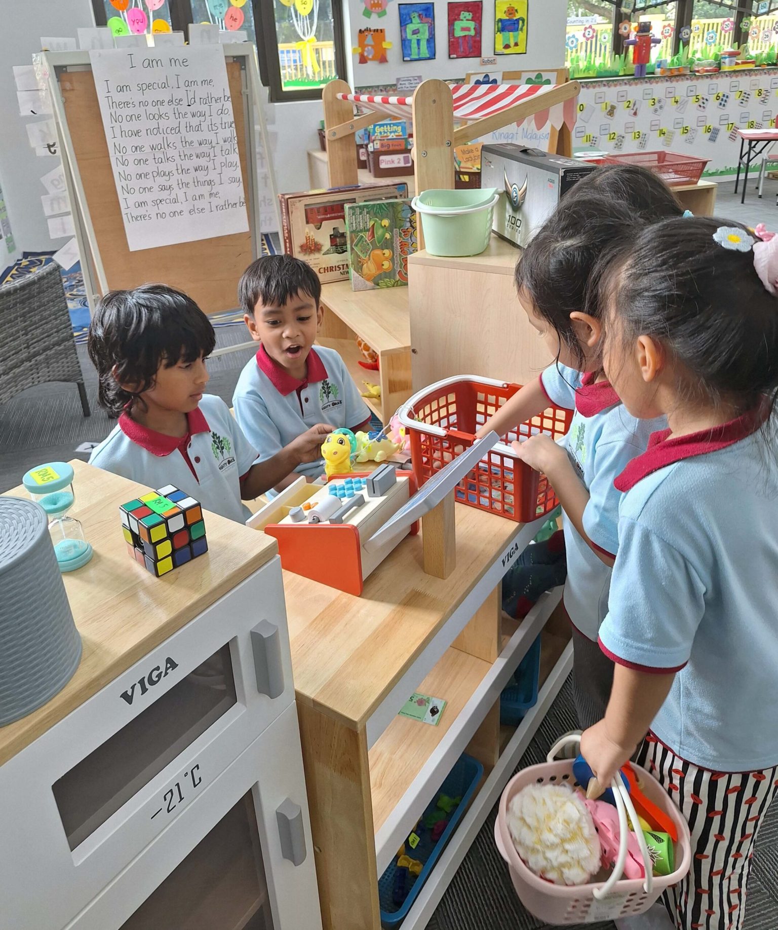 Constant Active Dialogue Children actively engage in conversations, sharing ideas, expressing thoughts, and learning through meaningful interactions.